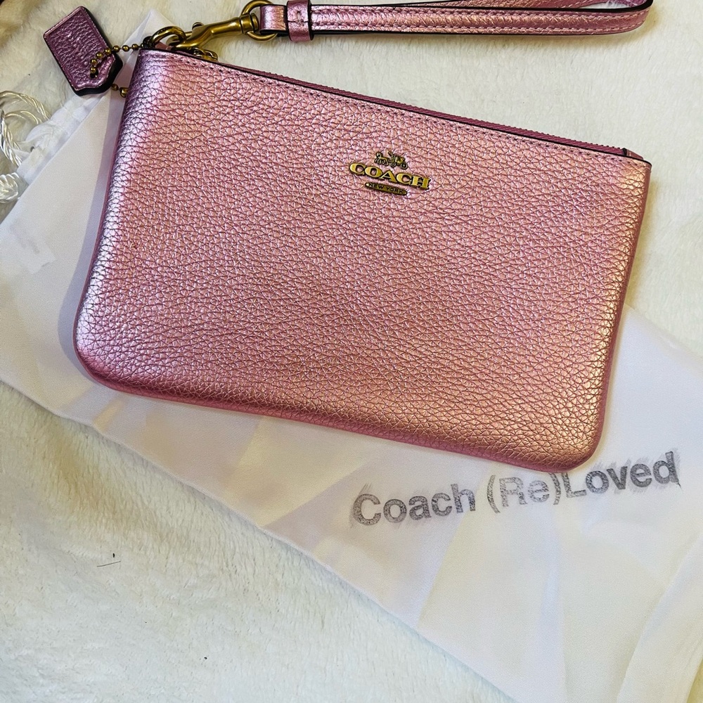 Coach Metallic Pink Wristlet